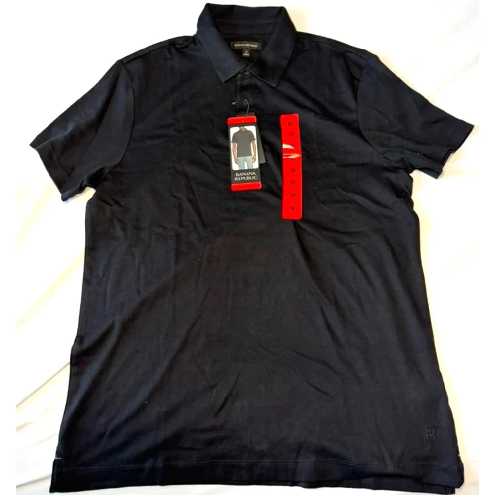 Banana Republic Men's Short Sleeve Polo Shirt Black Size Medium M -New With Tags